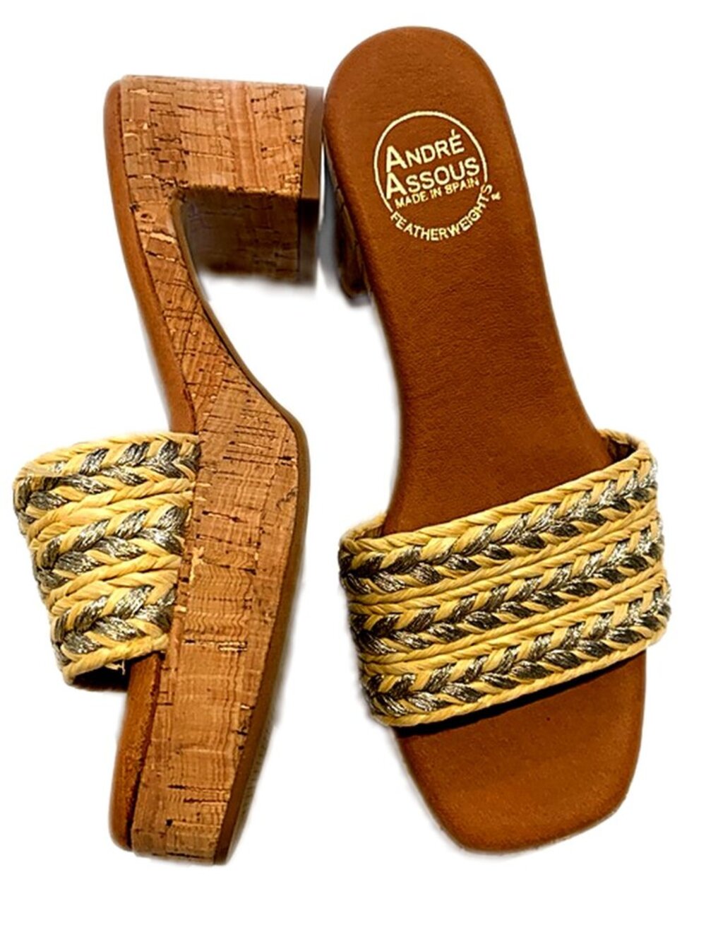 Andre Assous Sandals Cypress Raffia Cork Block Heel Sandals New size 8